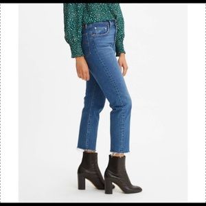 Levi's Blue Cropped Straight-Leg Jeans